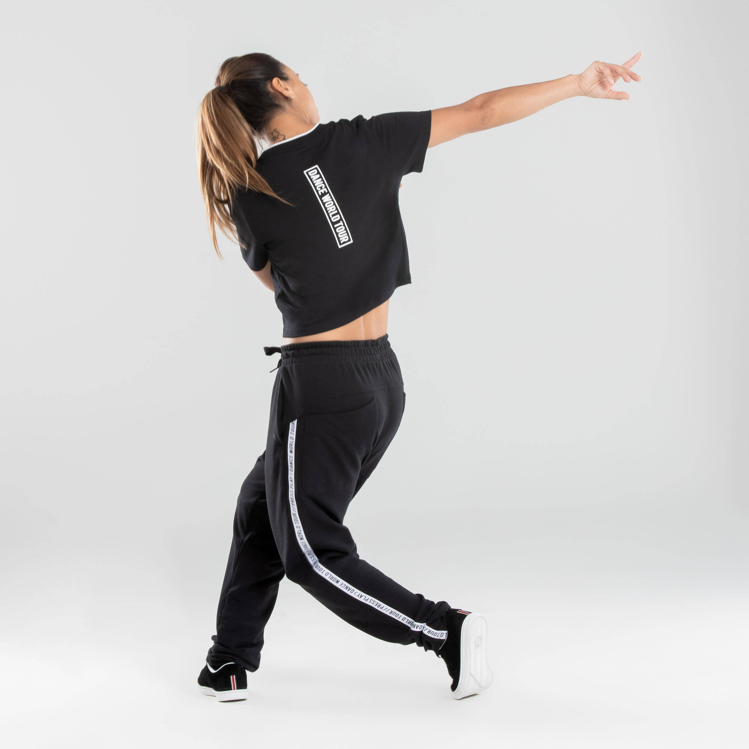 Women Cotton Mix Urban Dance Tapered Bottoms - Black/White Stripes