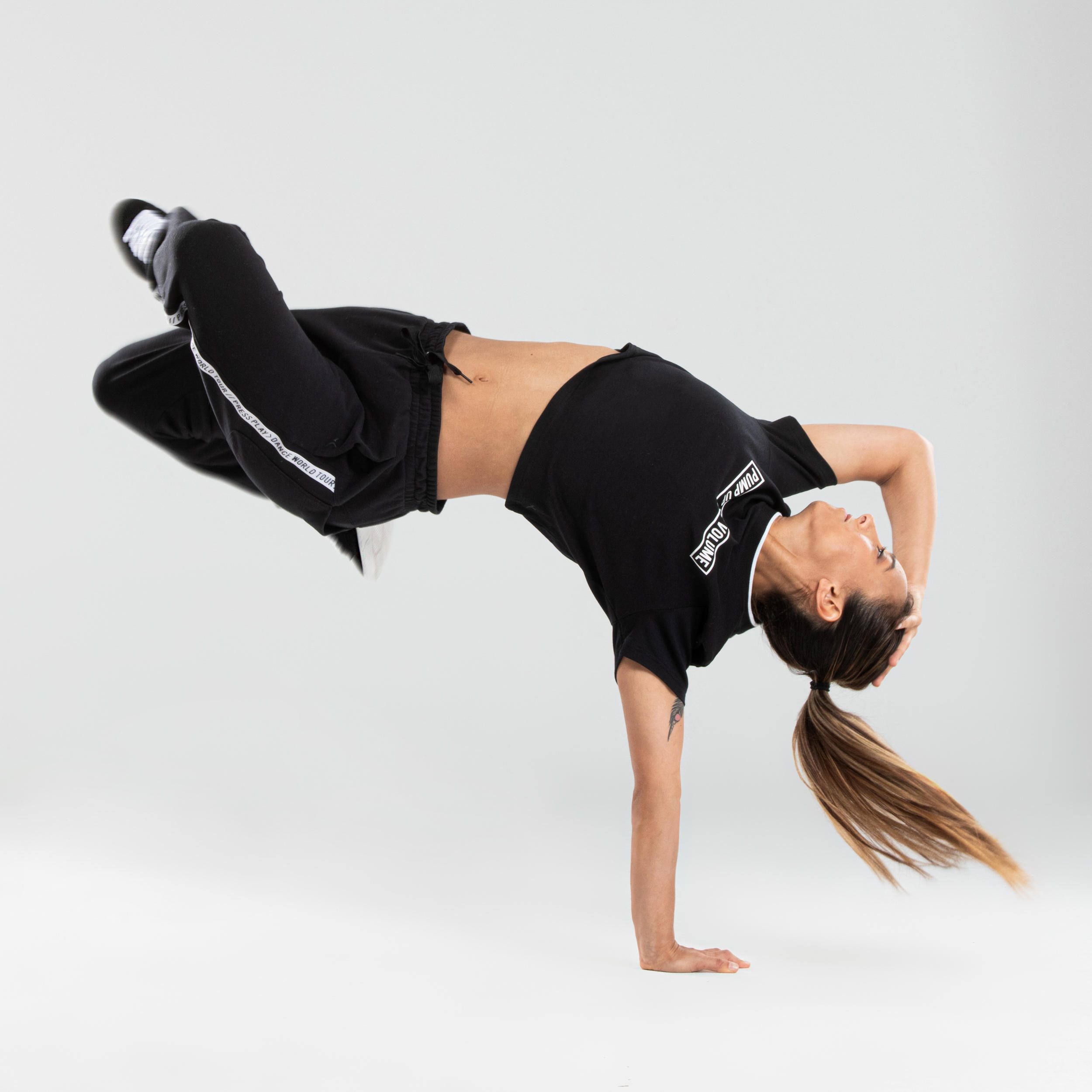 Women Cotton Mix Urban Dance Tapered Bottoms - Black/White Stripes