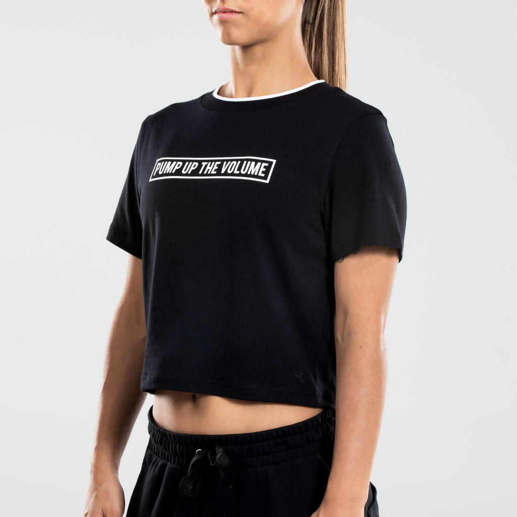 Women's Urban Dance Crop Top - Black with Prints