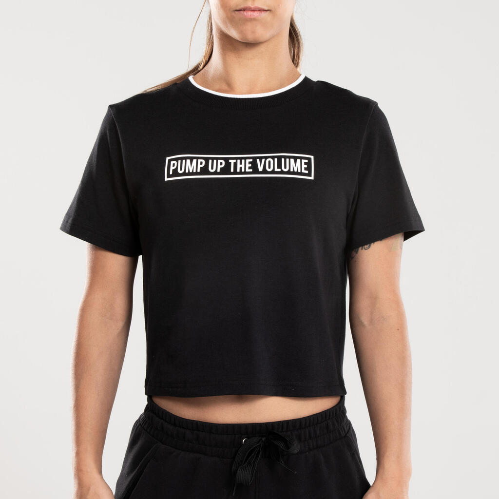 Women's Urban Dance Crop Top - Black with Prints