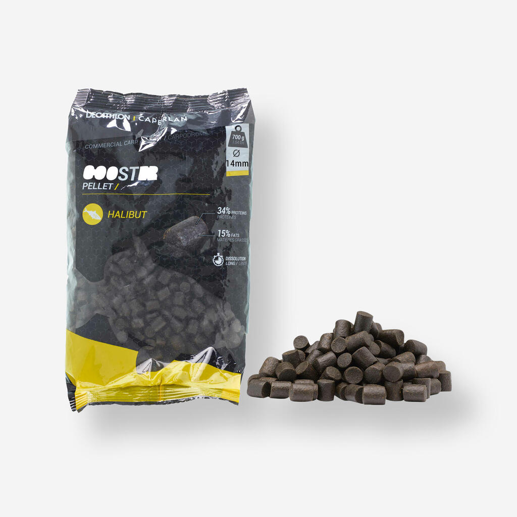 Peleti z okusom halibuta za statični krapolov GOOSTER (14 mm, 0,7 kg)