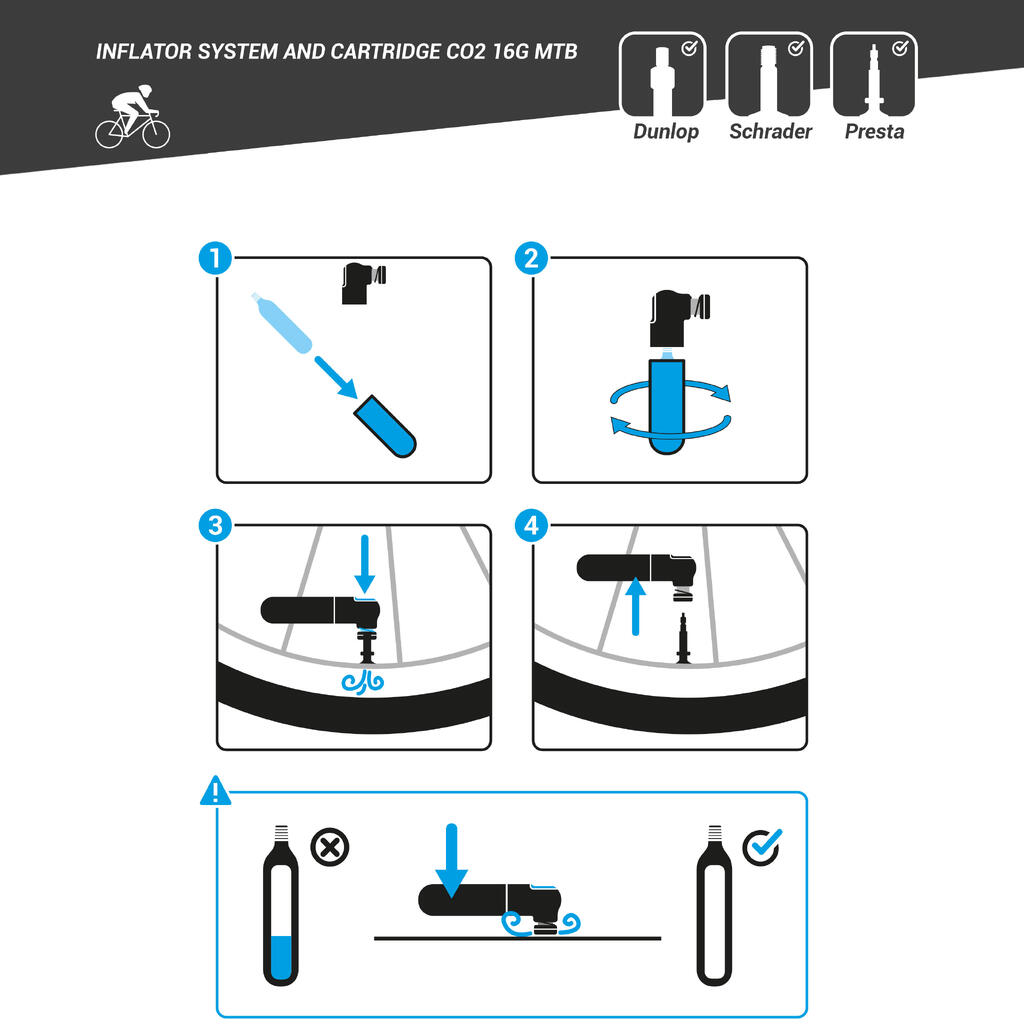 INFLADOR CO2 CARRETERA COMPACTO + CARTUCHO 16 G