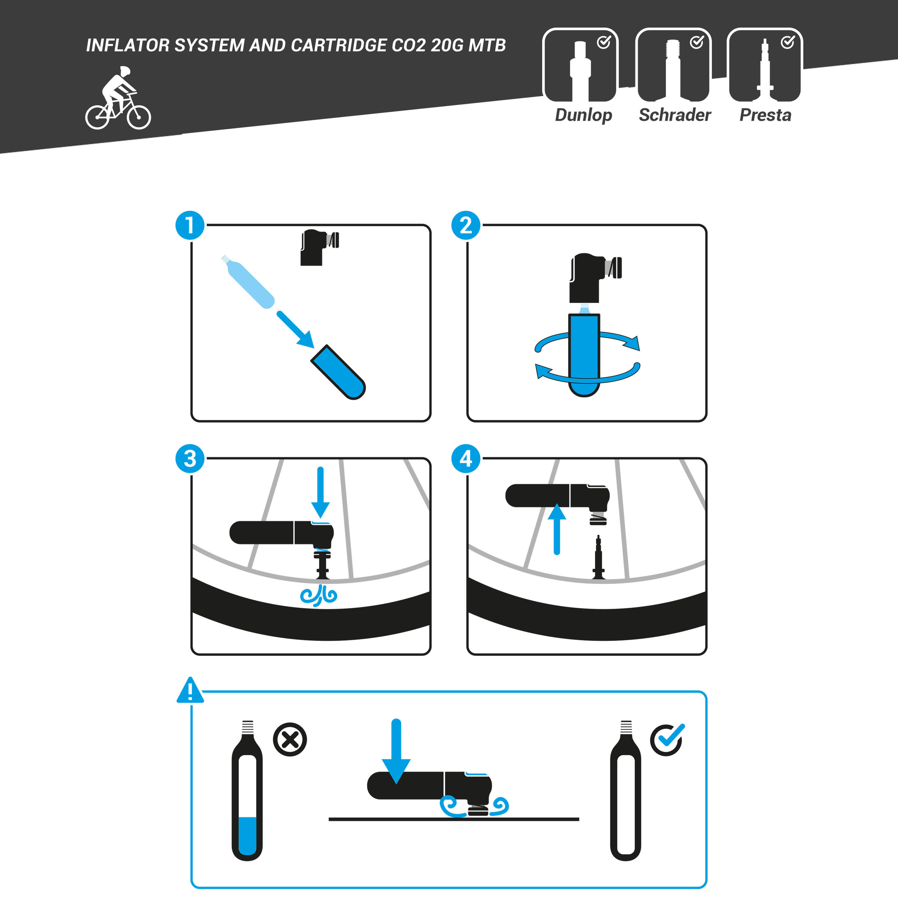 Compact MTB CO2 Inflator + 20 g Cartridge 5/8