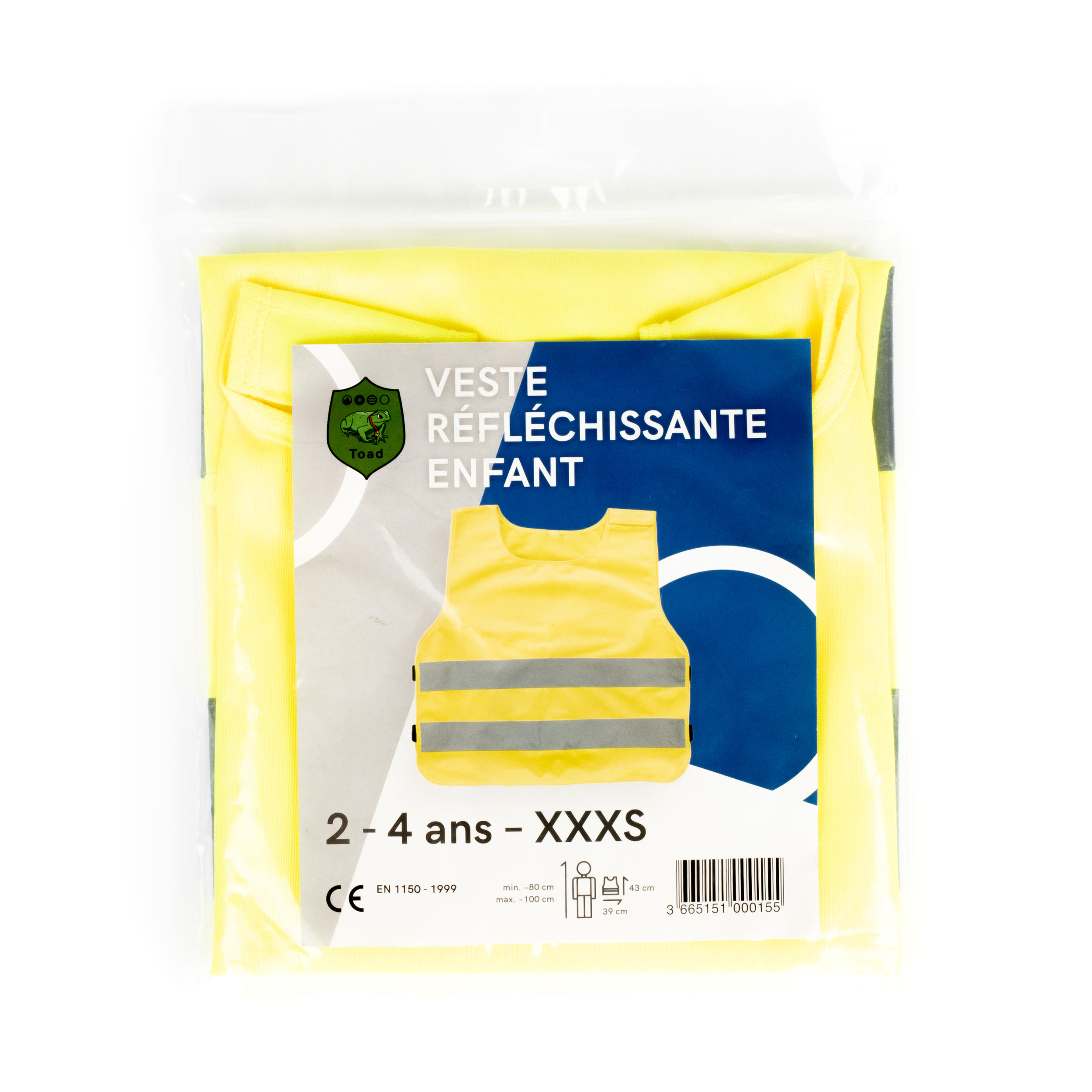 Gilet sicurezza bambino riflettente giallo XXXS 4/4