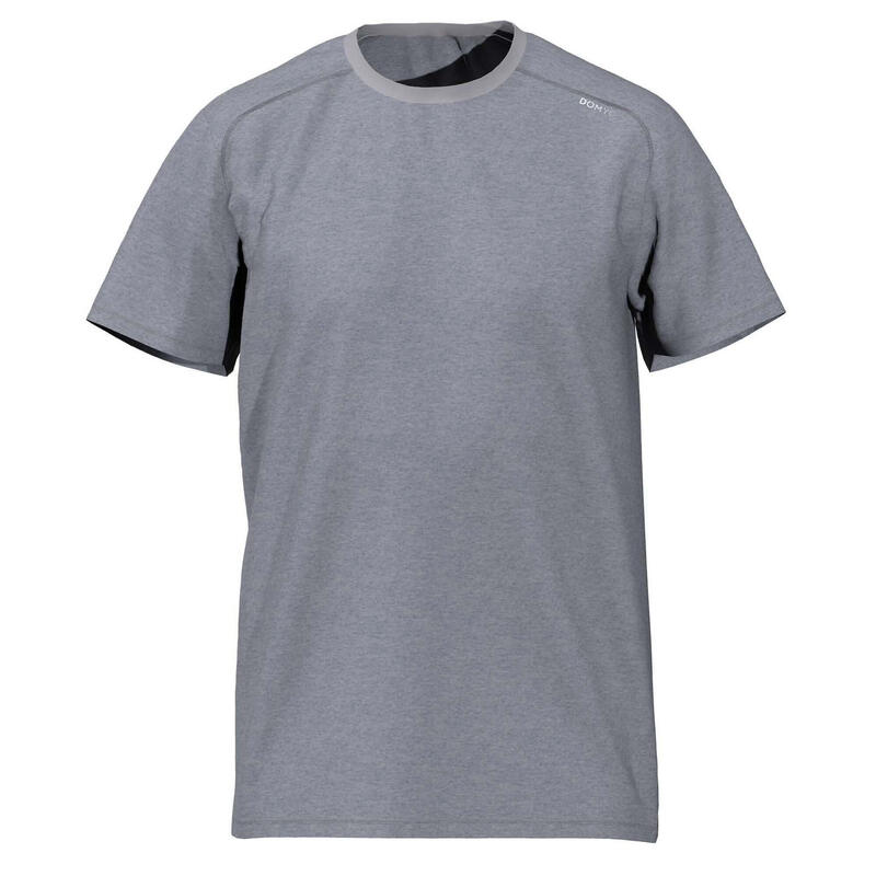 Ademend fitnessshirt voor heren Essential ronde hals gemêleerd grijs