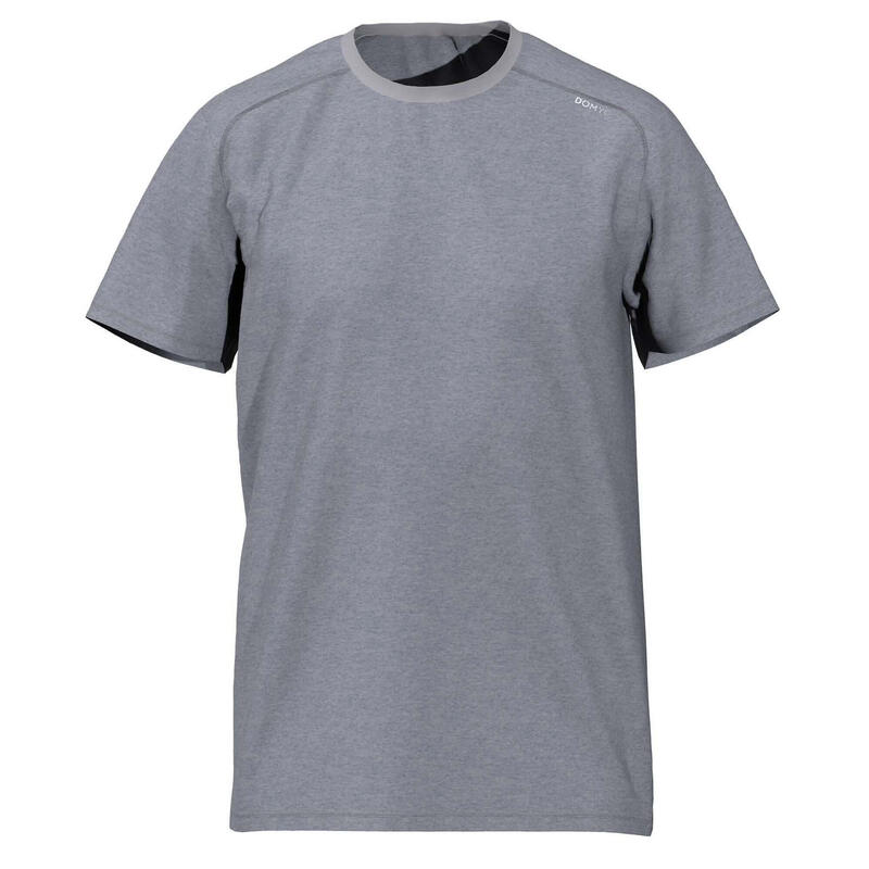 T-shirt de fitness essentiel respirant col rond homme - gris chiné