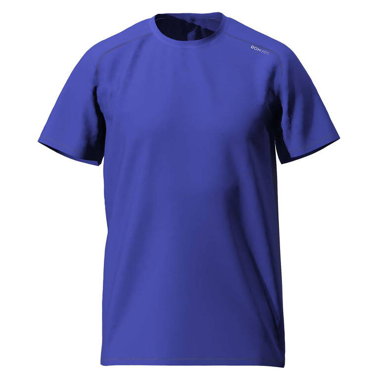 Kaos Fitness Essential Berpori Kerah Bulat Pria - Biru Belang-belang