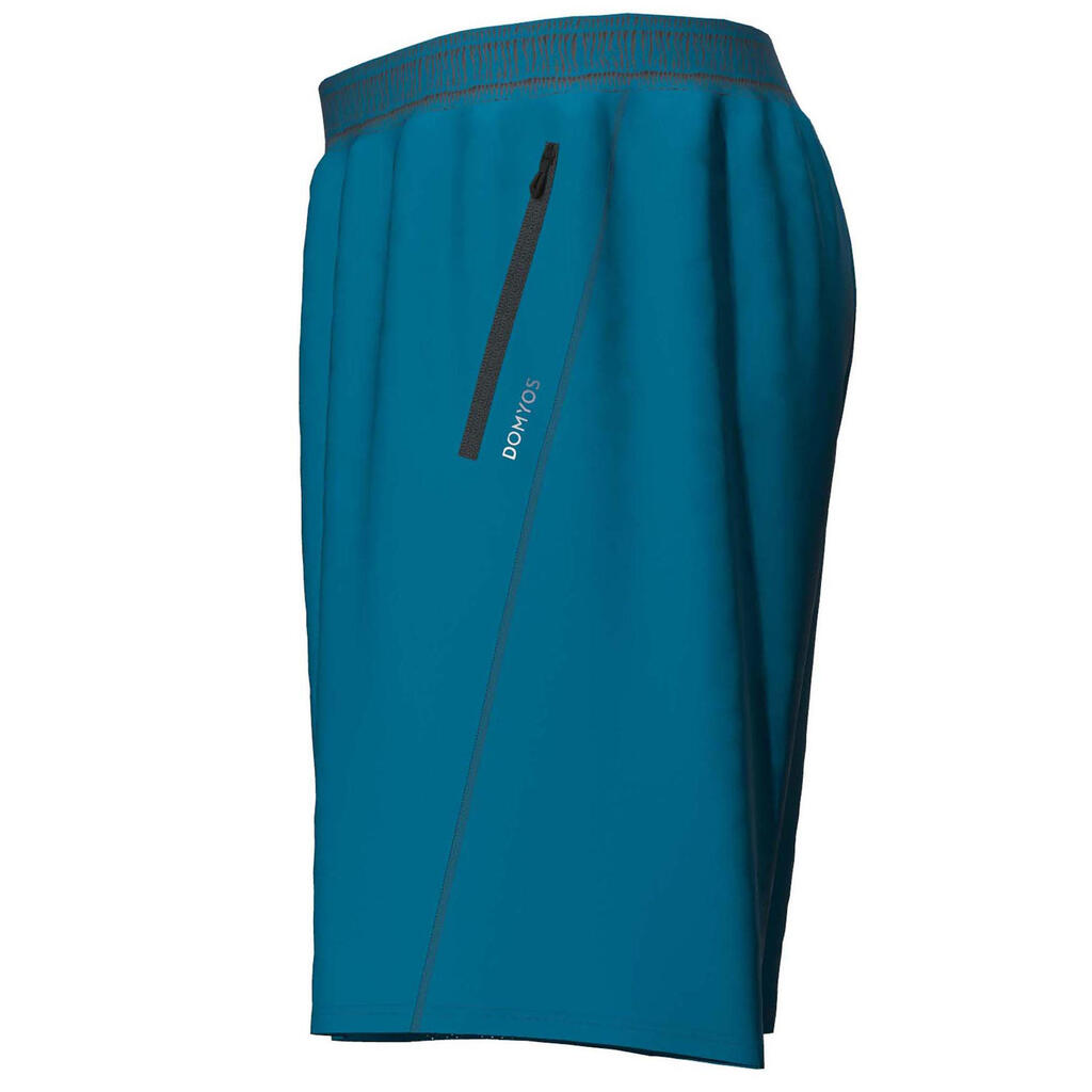 Men's Breathable Fitness Shorts with Zip-Up Pockets - Dark Blue