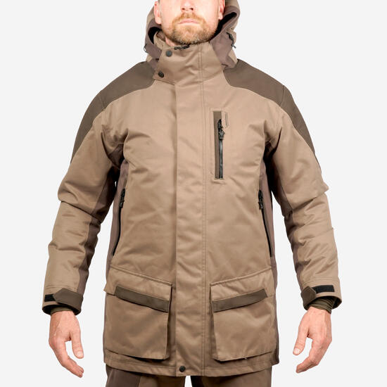 VESTE CHASSE IMPERMÉABLE CHAUDE SILENCIEUSE MARRON 520