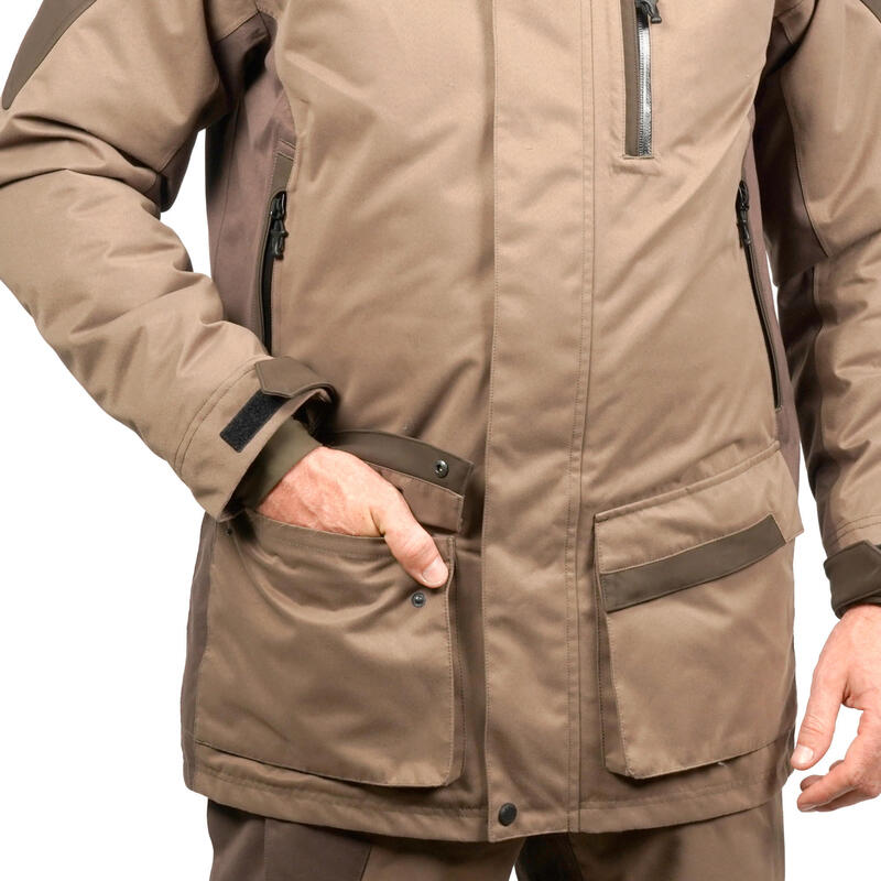 Jagd-Regenjacke geräuscharm warm braun 520