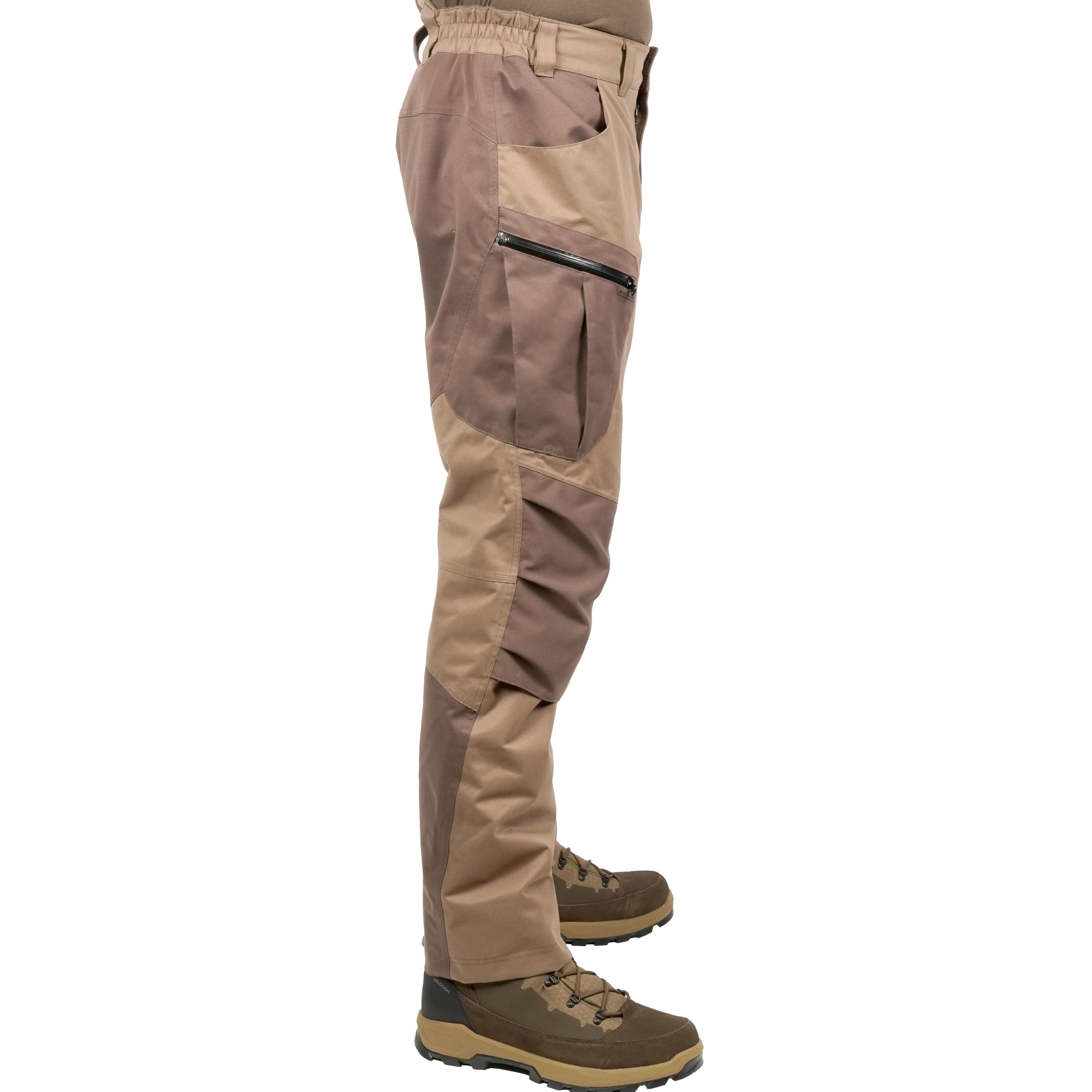 Pantalón De Caza HOmbre Solognac 520 Marrón Impermeable Cálido Silencioso 4/7