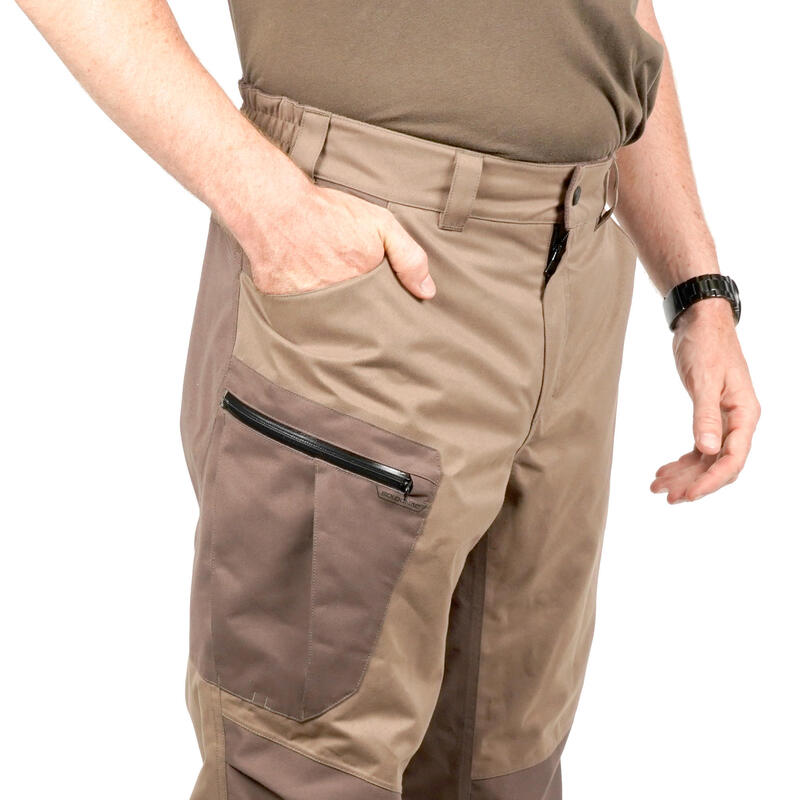 Pantalón De Caza HOmbre Solognac 520 Marrón Impermeable Cálido Silencioso