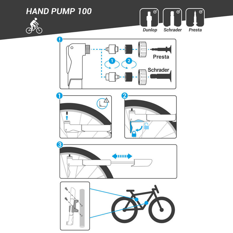 Pompka ręczna do roweru Btwin 100