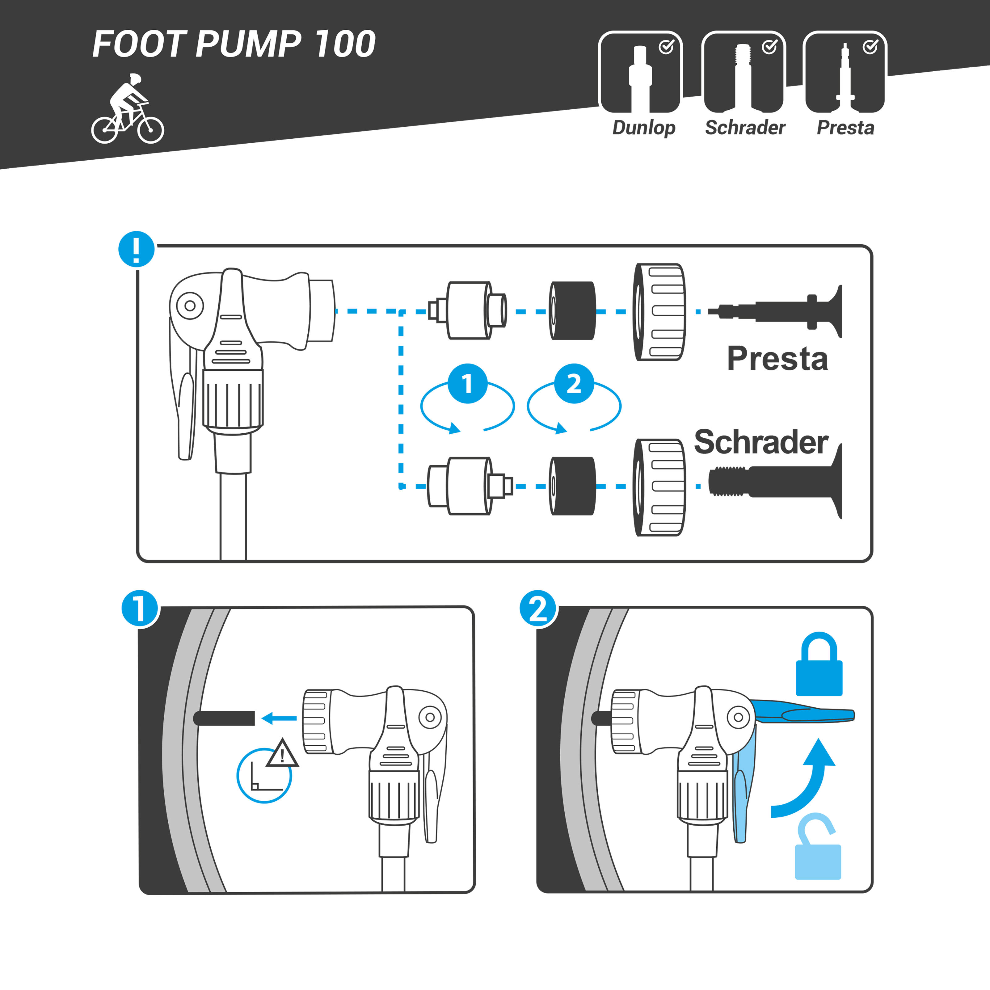 btwin floor pump 100