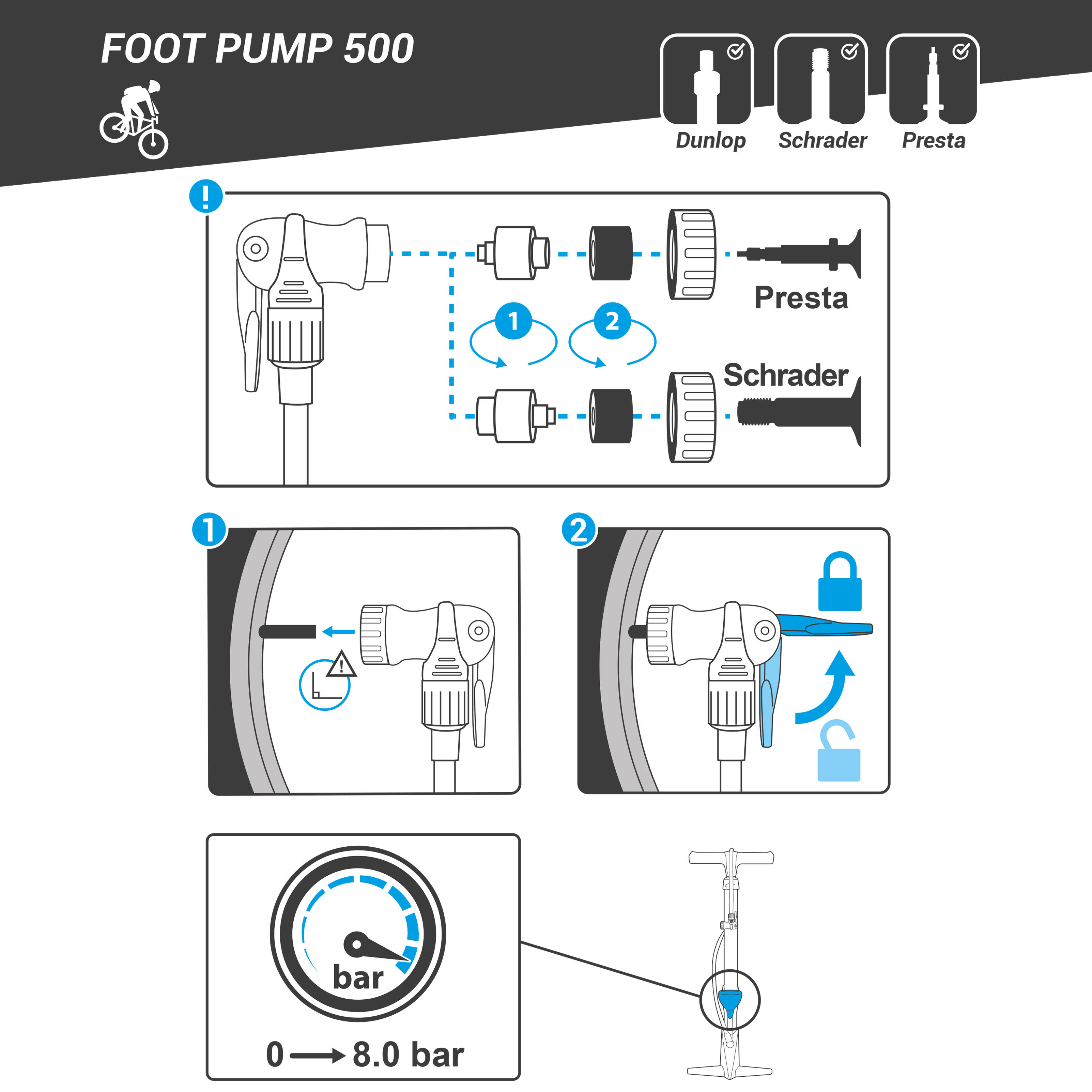 btwin 500 pump instructions