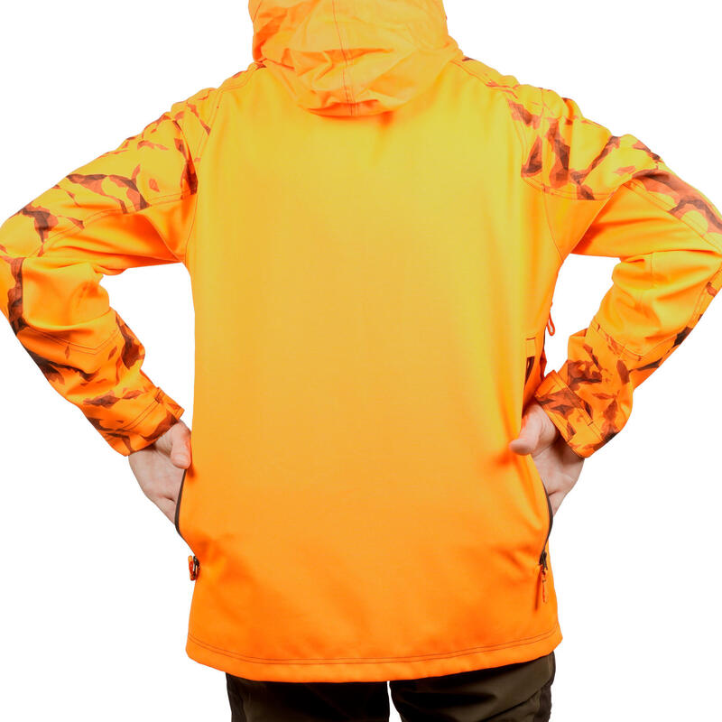 Lovecká nepromokavá bunda Supertrack 500 oranžová fluo