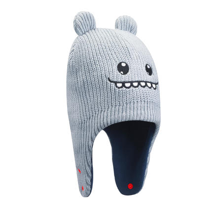 Baby Ski Sledge Hat Warm Grey And Blue Decathlon