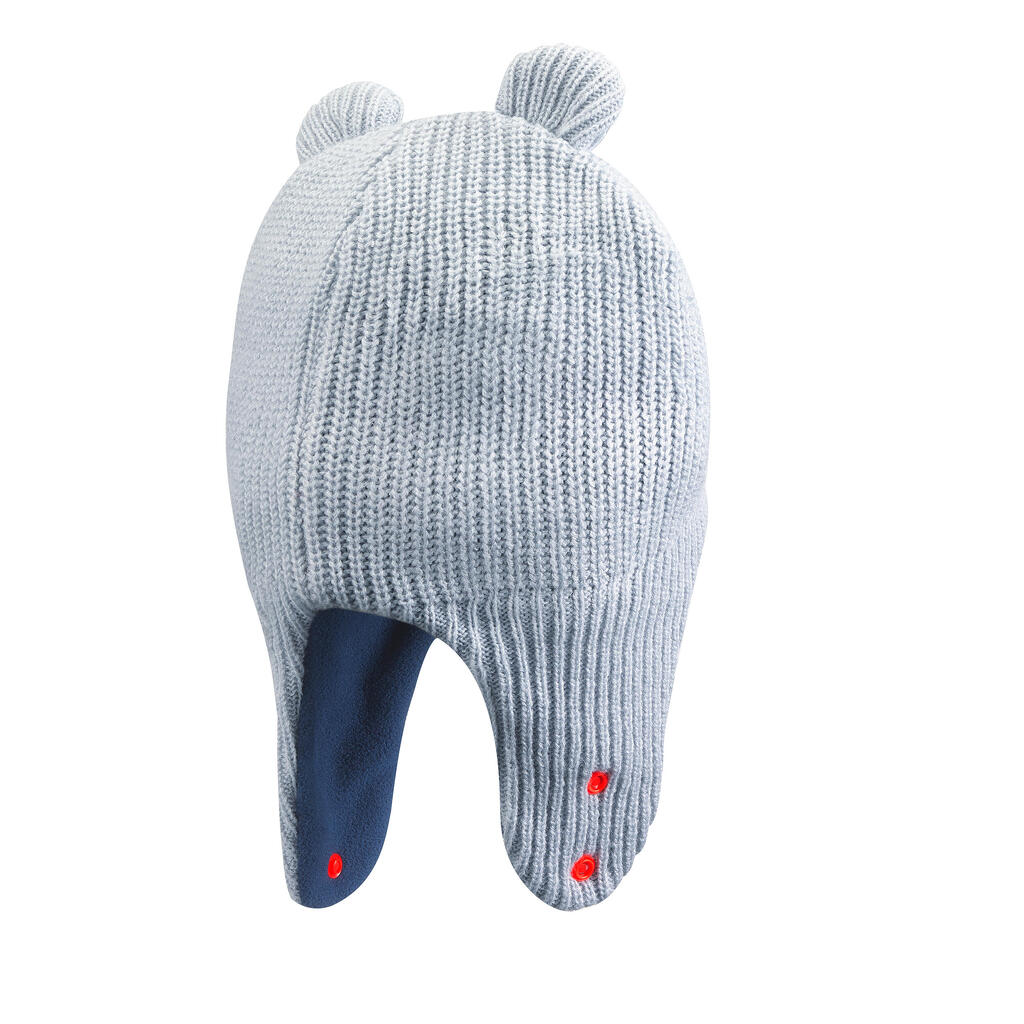 Baby Ski/Sledge Hat - WARM Grey and Blue