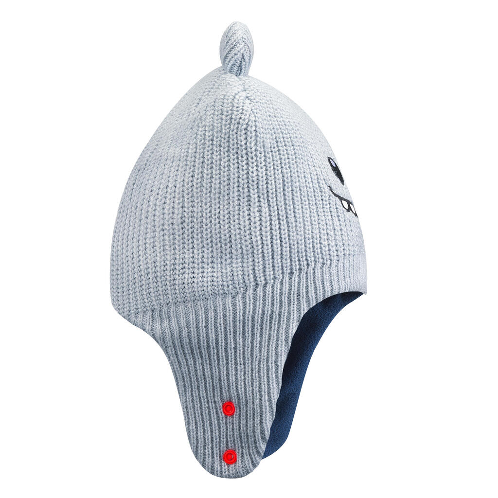 Baby Ski/Sledge Hat - WARM Grey and Blue