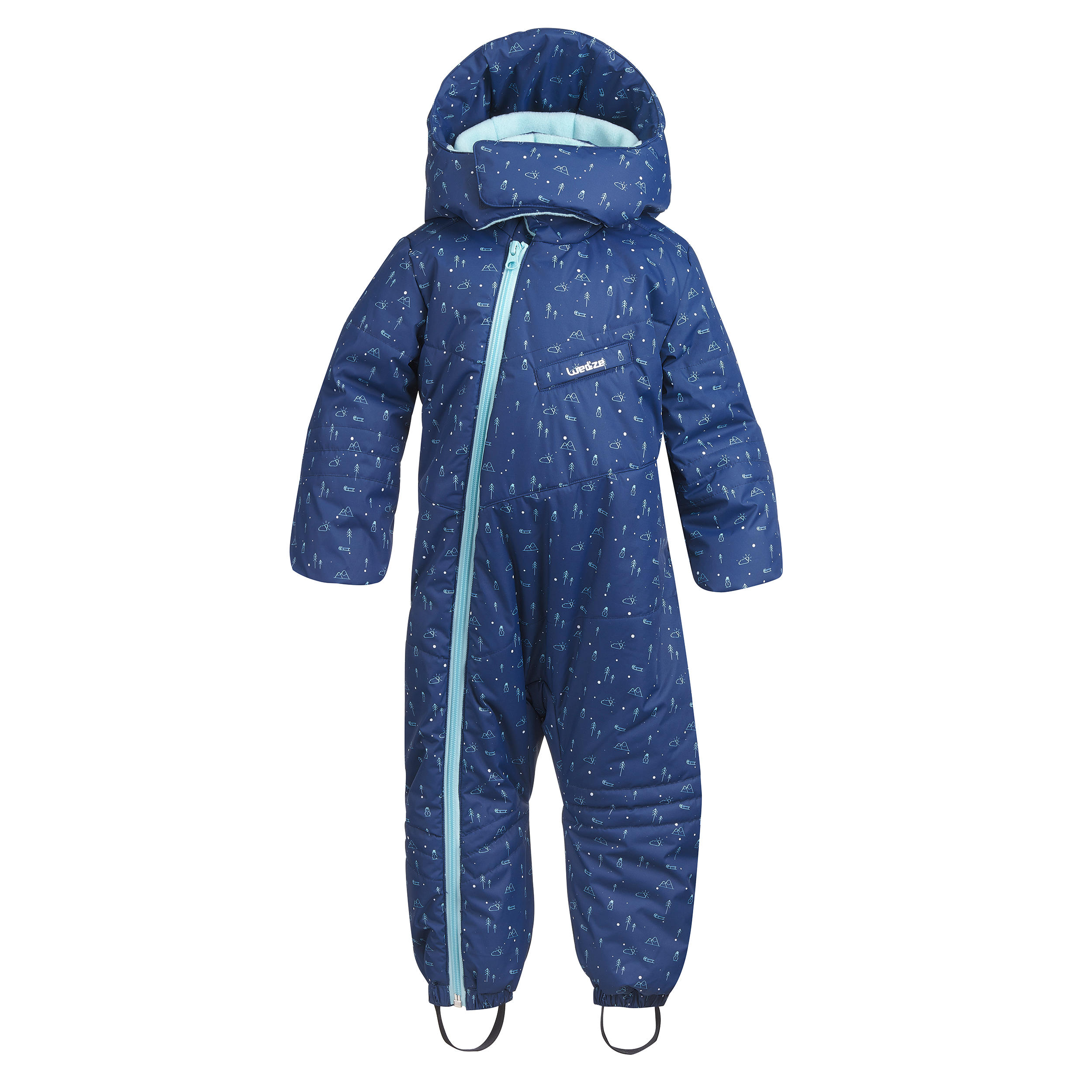 Babies' Ski/Sledge Snowsuit Warm - Blue and Green Print 2/10