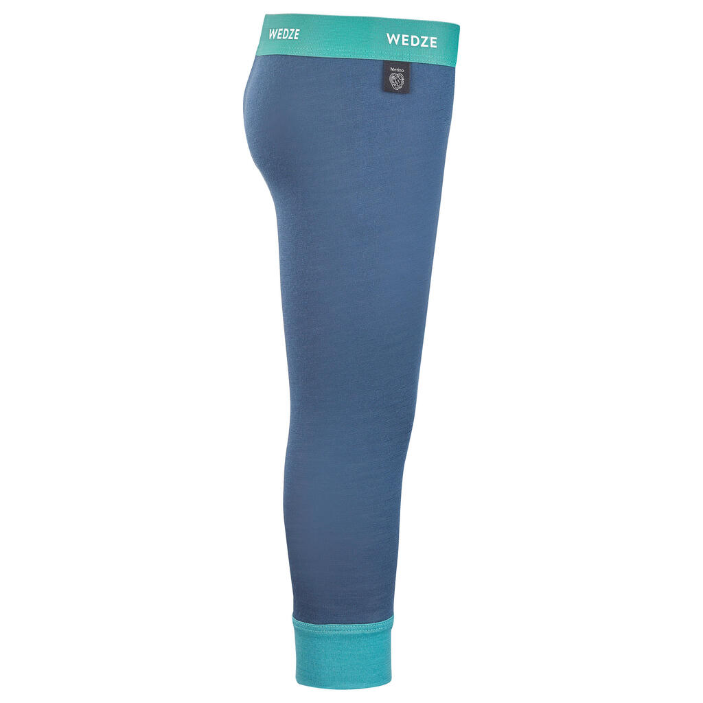 Babies' Ski Merino Wool Thermal Base Layer Trousers 900 - Turquoise