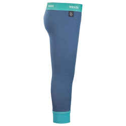 Baby skiing base layer trousers, leggings merino wool MERIWARM Turquoise