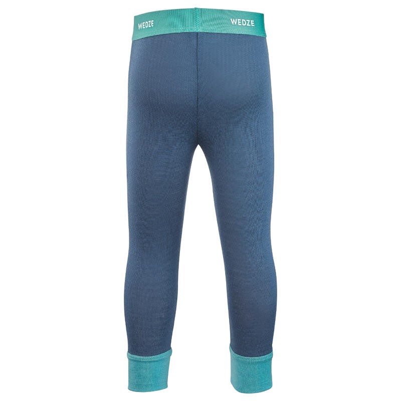 Sous vêtement pantalon, Legging ski bébé laine mérinos MERIWARM turquoise