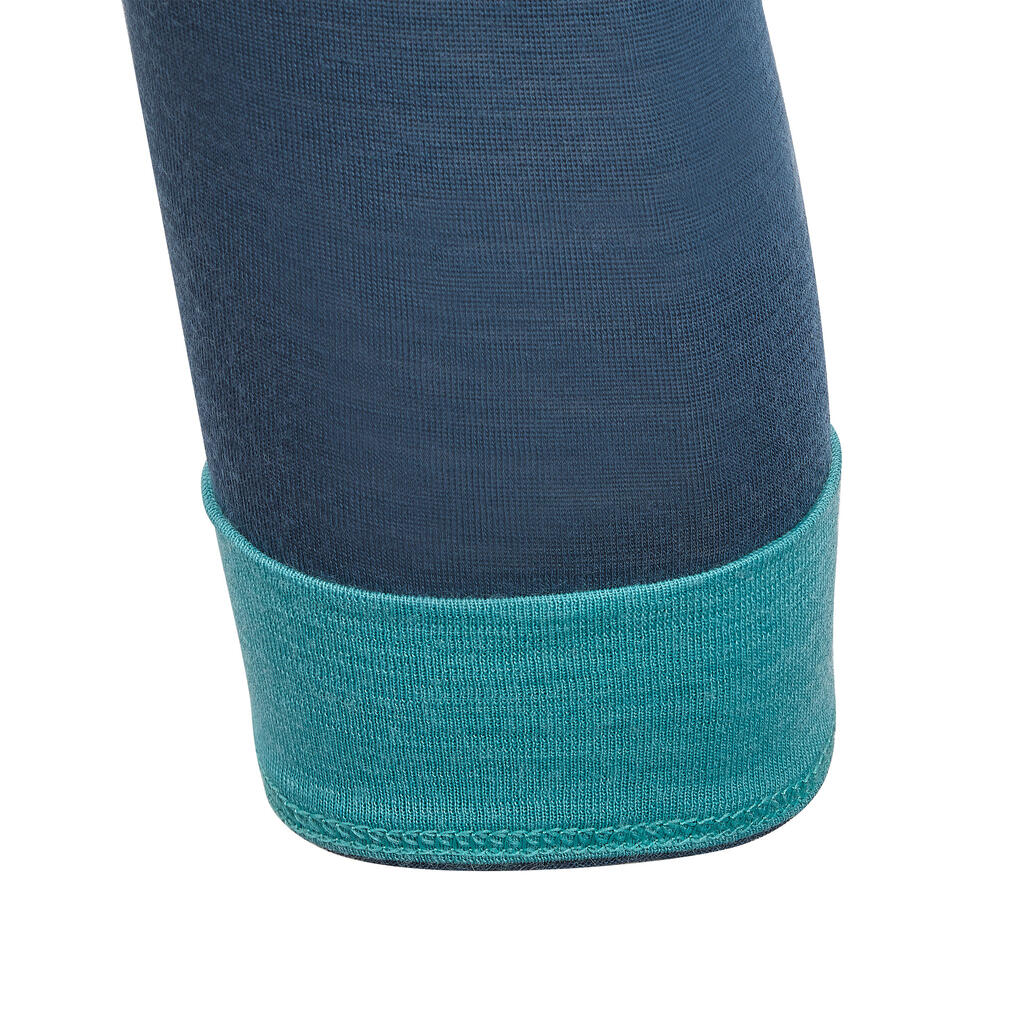 Bērnu merīnvilnas pamatslāņa bikses slēpošanai/ragavām “Meriwarm”, zilas/zaļas