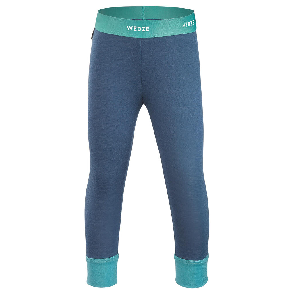 Baby Skiing Merino Wool Thermal Base Layer Trousers 900 - Blue