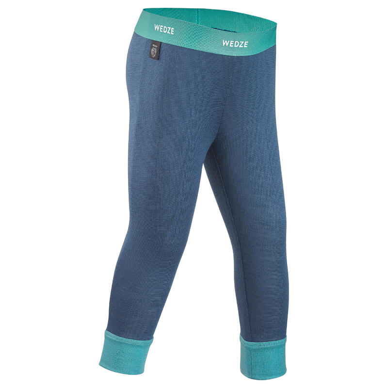 Sous vêtement pantalon, Legging ski bébé laine mérinos MERIWARM turquoise