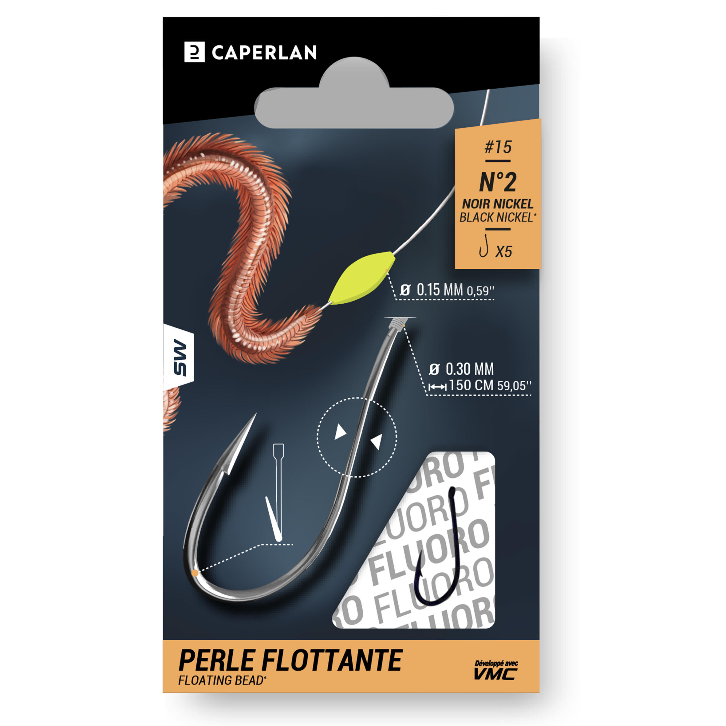 Stainless-steel eyed hooks to line sea fishing SN FLOATING BEAD 2/2