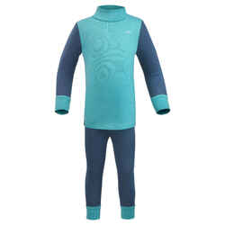 Baby ski base layer top, undershirt merino wool MERIWARM turquoise