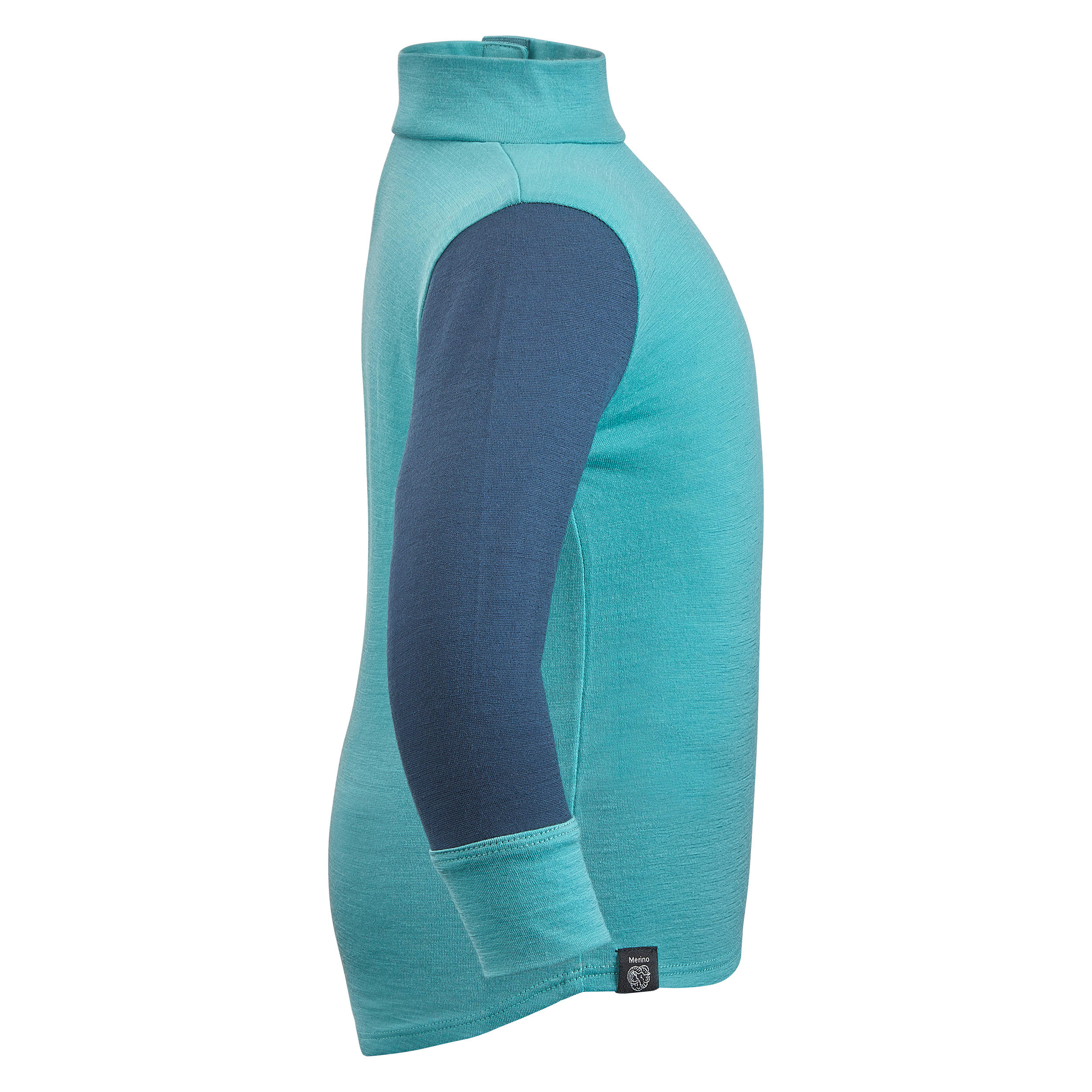 Baby ski base layer top, undershirt merino wool MERIWARM turquoise 3/12