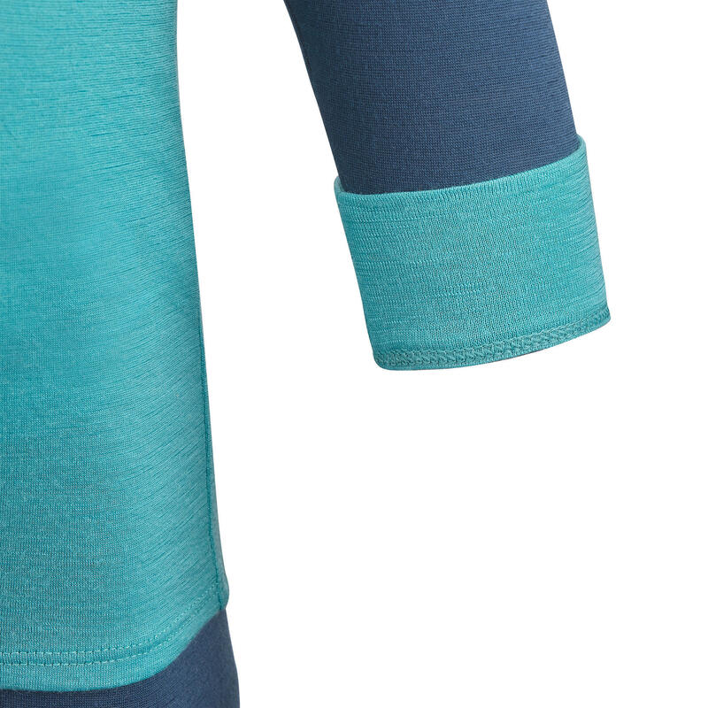 Thermoshirt voor skiën peuters MERIWARM merinowol turquoise