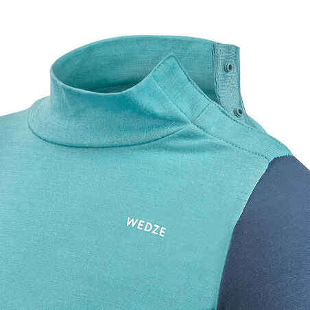 Baby ski base layer top, undershirt merino wool MERIWARM turquoise