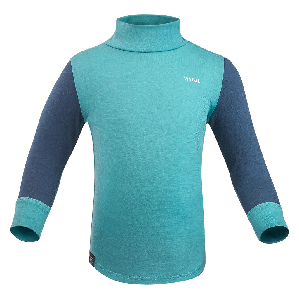 Baby Thermal Base Layer Merino Wool Ski Top 900 - Blue