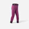 Baby skiing base layer trousers, leggings merino wool MERIWARM purple