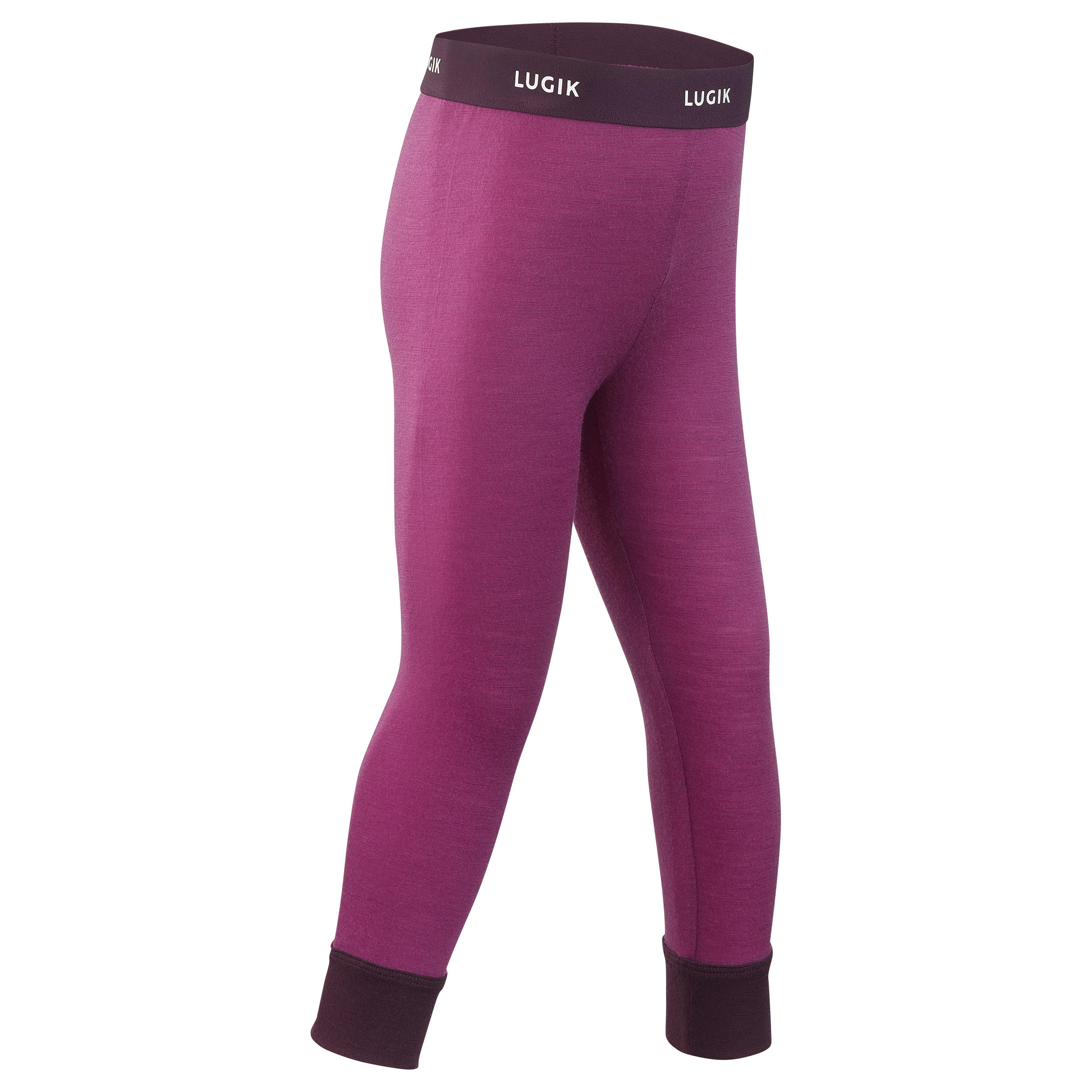 WEDZE Baby skiing base layer trousers, leggings merino wool MERIWARM purple