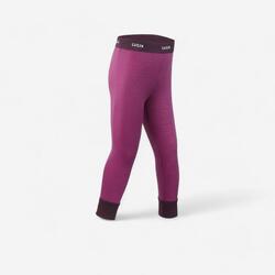 Sous-vêtement pantalon laine mérinos de ski / luge bébé meriwarm violet