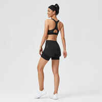 Women's 2-in-1 Anti-Chafing Fitness Cardio Shorts - Black