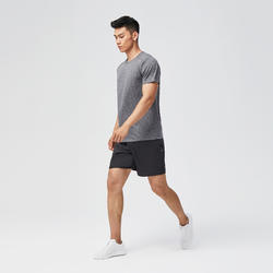 T-shirt de fitness essentiel respirant col rond homme - gris chiné