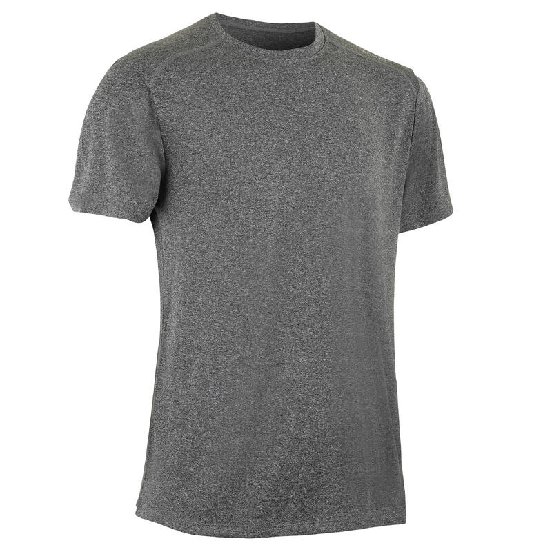 Camiseta fitness manga corta transpirable cuello redondo Hombre Domyos gris