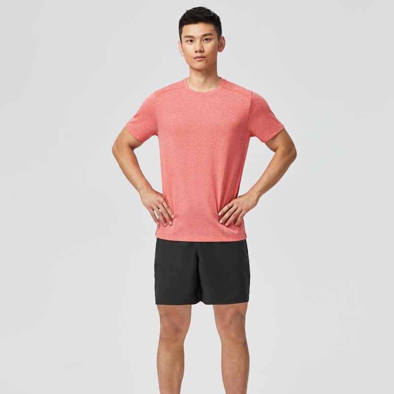 T-Shirt Fitness atmungsaktiv Rundhalsausschnitt Herren hellrotmeliert T-Shirt Fitness atmungsaktiv Rundhalsausschnitt Herren hellrotmeliert