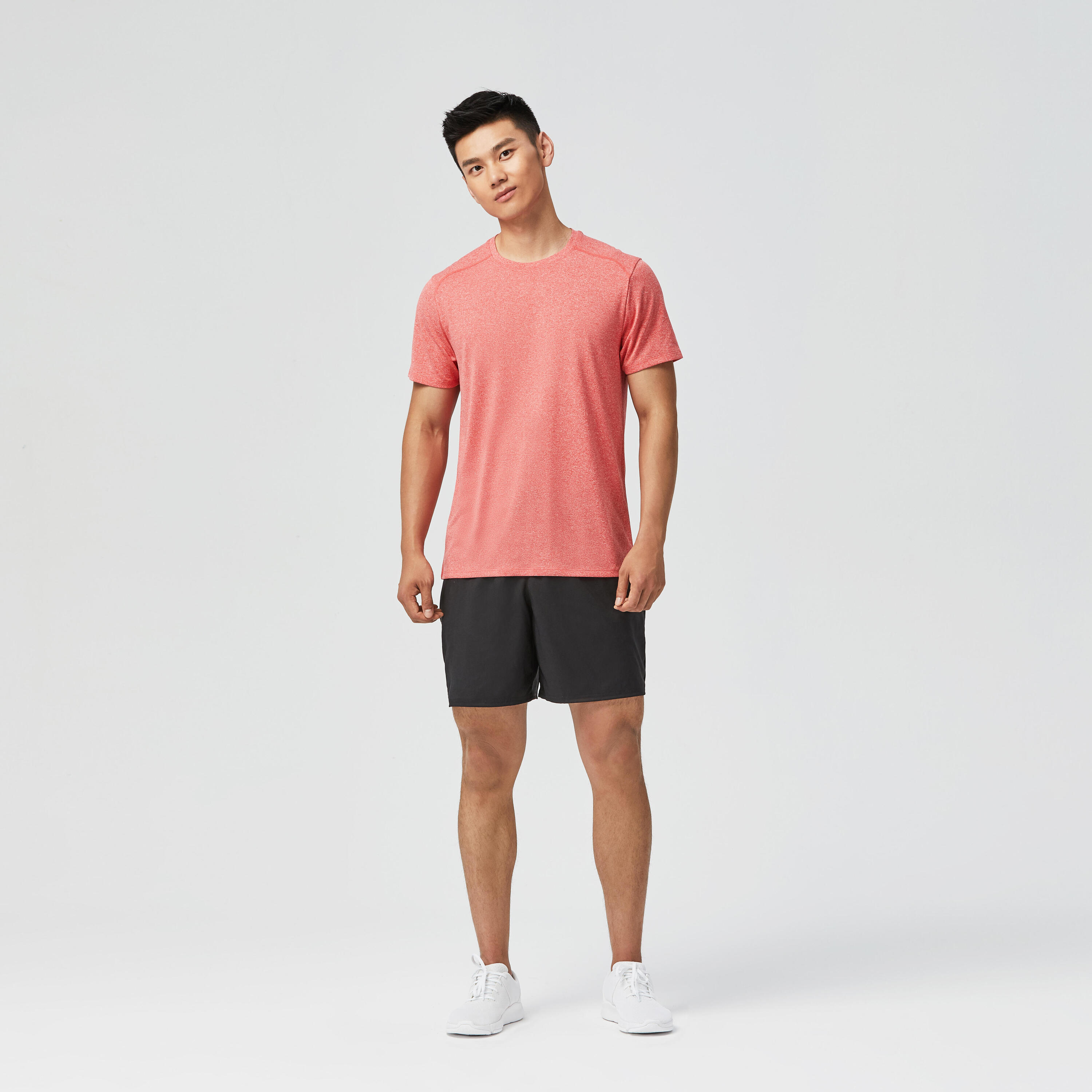 Men's Crew Neck Breathable Essential Fitness T-Shirt - Light Red Marl 22/22