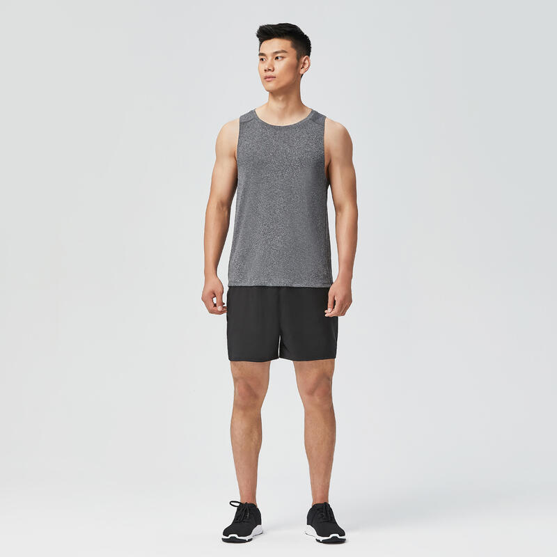 Camiseta fitness sin mangas cardio-training Hombre Domyos 100 gris