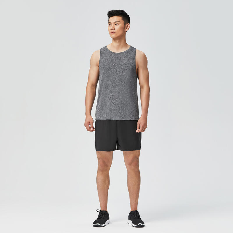 Débardeur de fitness essentiel respirant col rond homme - gris