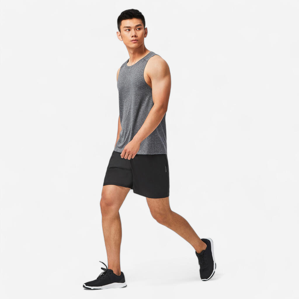 Débardeur de fitness essentiel respirant col rond homme - gris