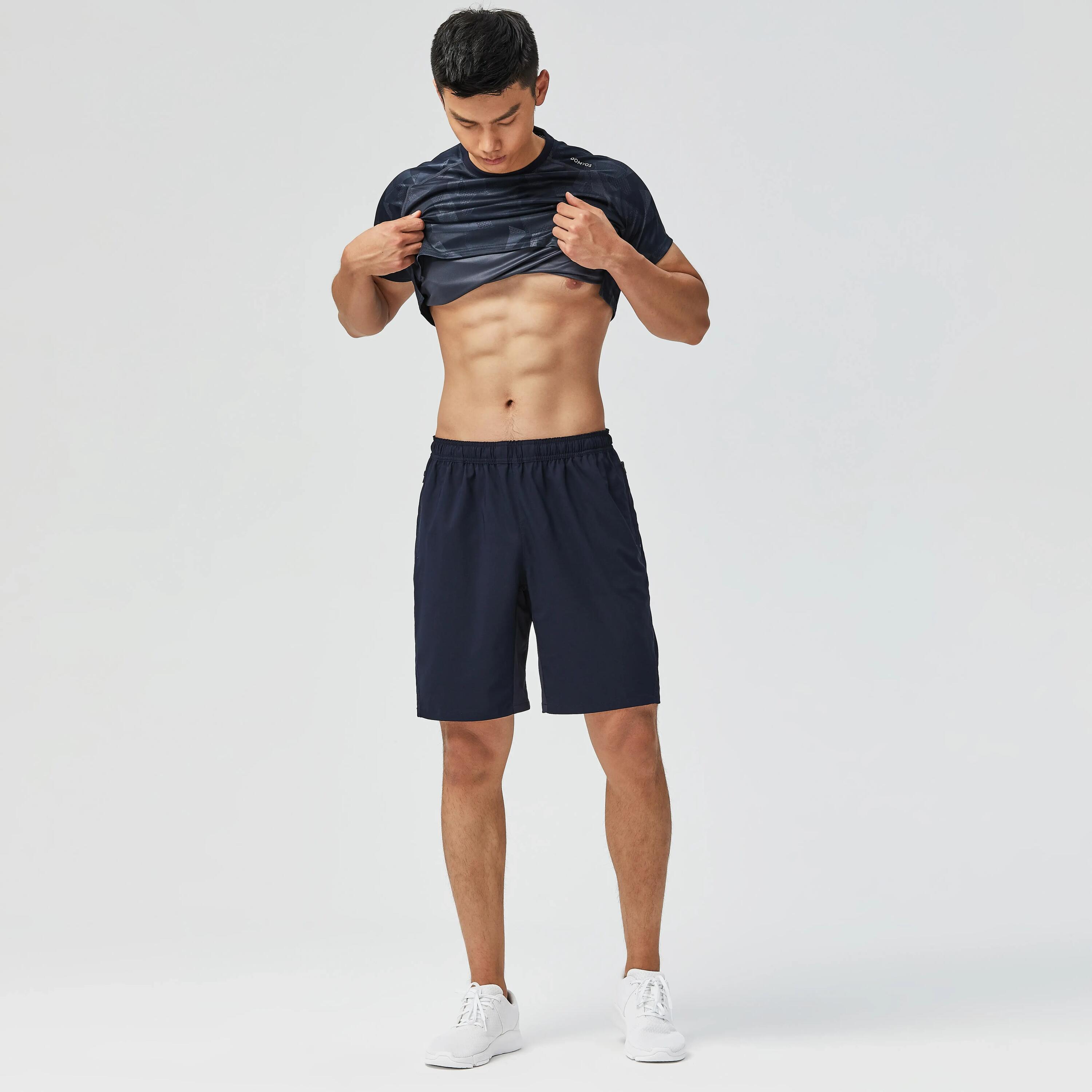 Men's Breathable Fitness Shorts with Zip-Up Pockets - Black 5/7