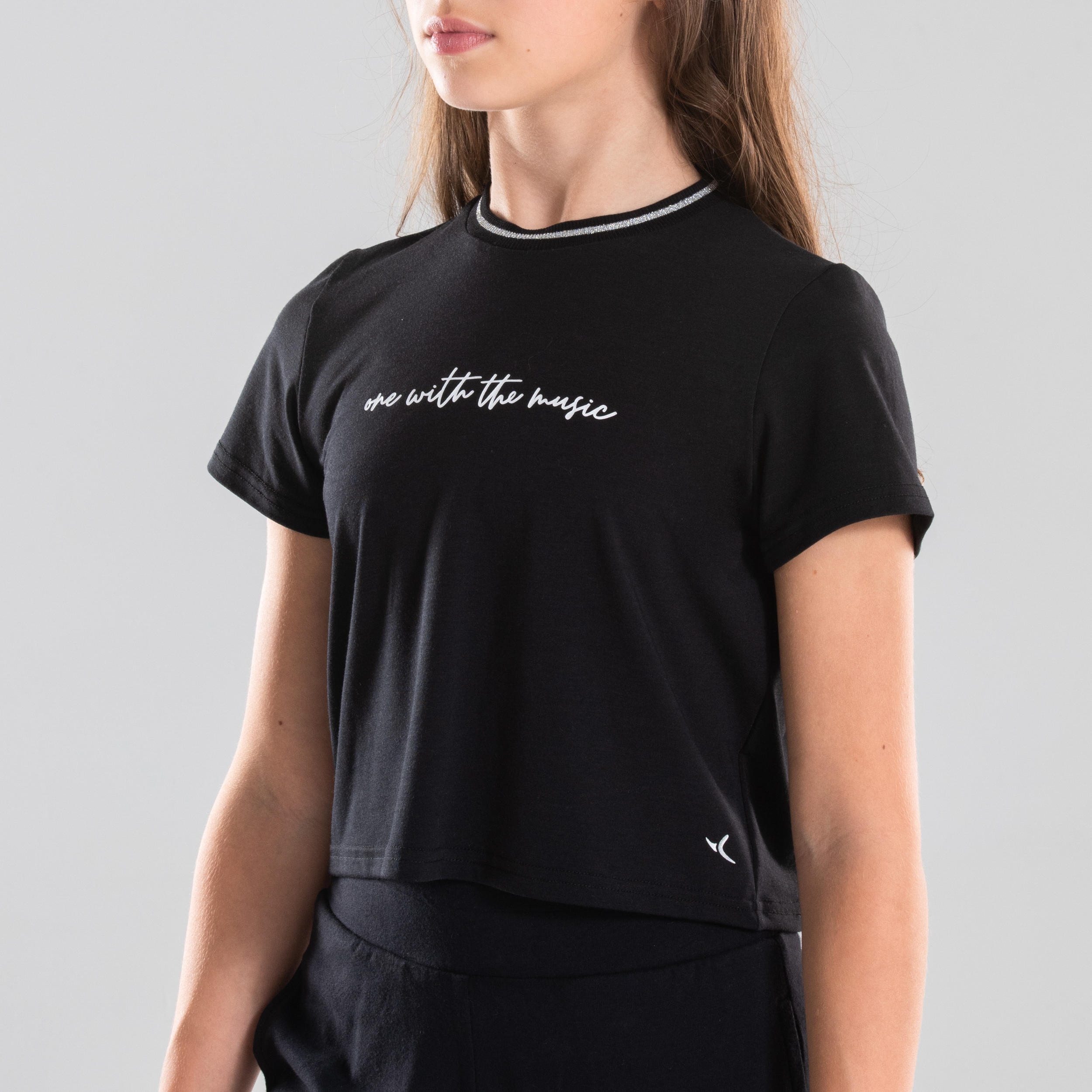 Girls' Draping Modern Dance T-Shirt - Black 7/11