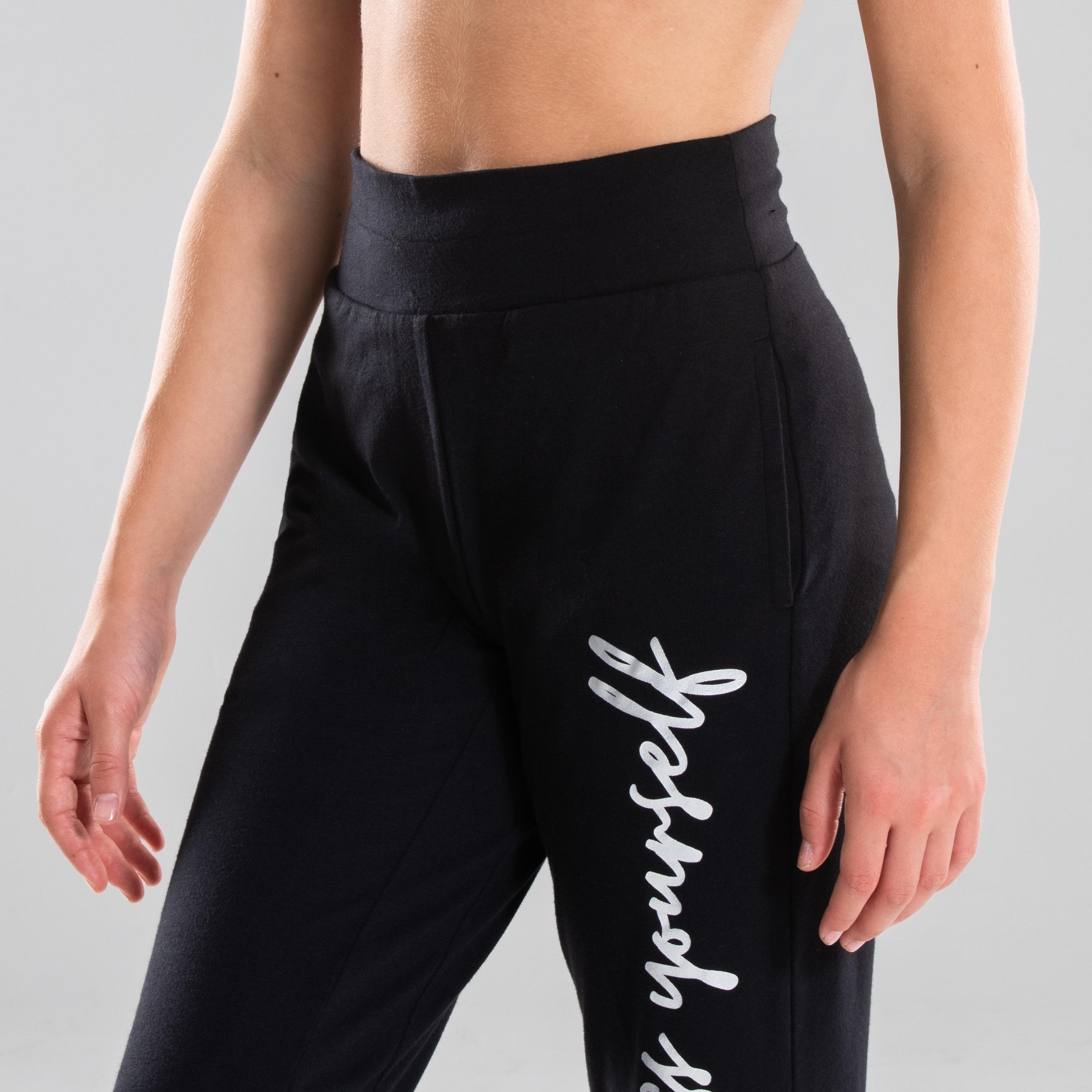 Girls' Convertible Modern Dance Bottoms - Black with Patterns 3/9